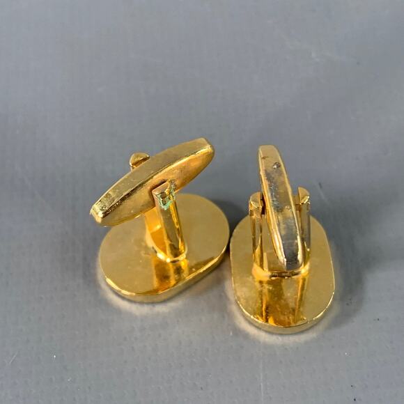 MARIO VALENTINO Vintage Purple Gold Tone Signature Metal Cuff Links - Picture 3 of 3